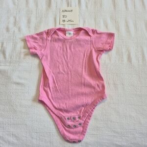 Hanna Andersson girls size 80 or 18-24 months pink bodysuit short sleeve VGUC